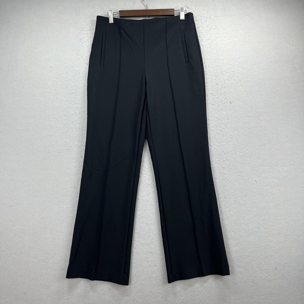Rachel Zoe Trousers Women 10 Black Pintuck Flare High Rise Career Office Chic